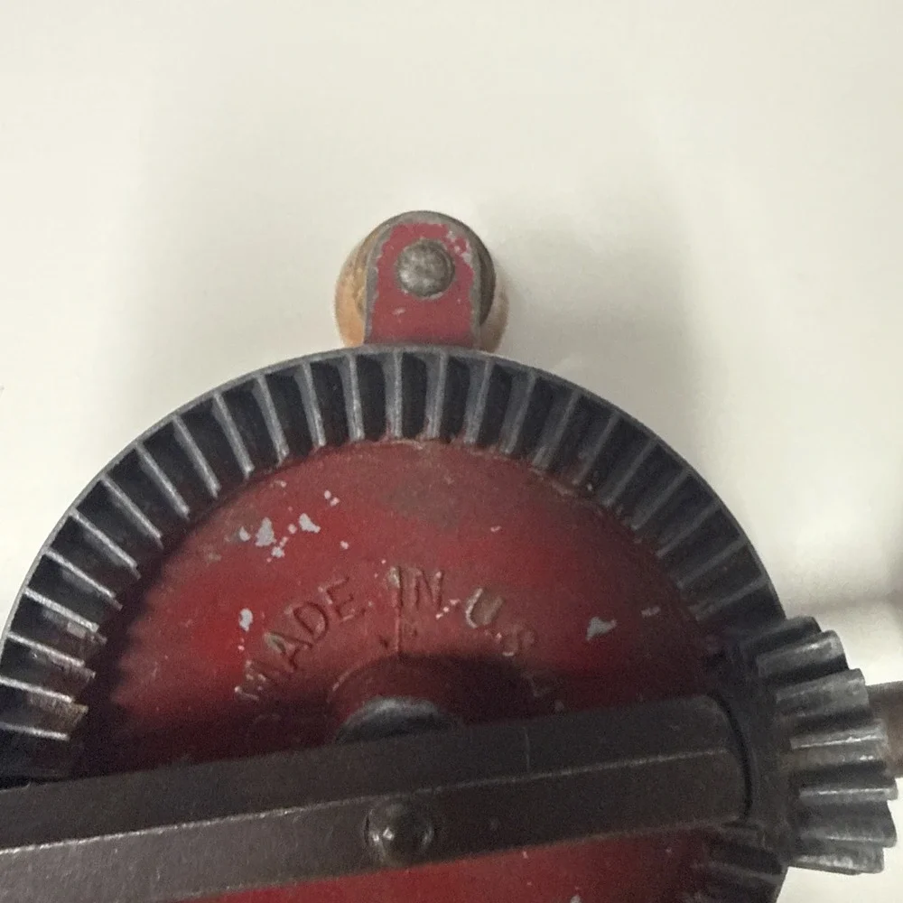 Vintage Egg Beater Hand Drill Red Gear Made in USA Wood‎ Working Manual Tool